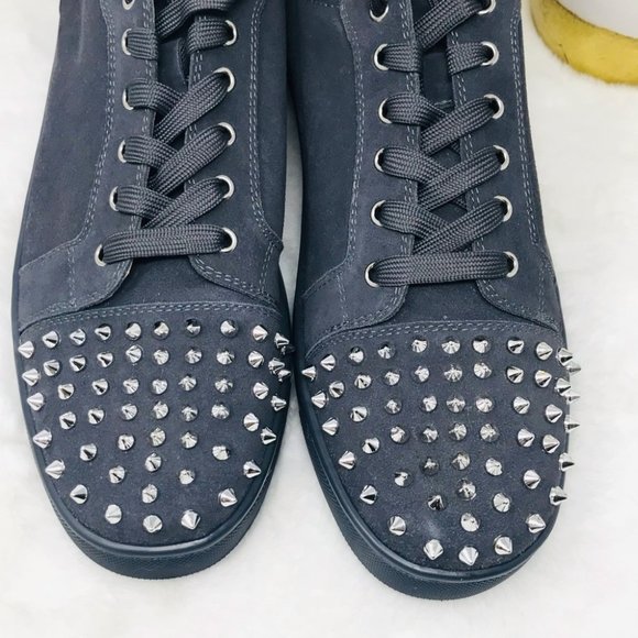 Suede & Spike Toe Fashion Sneakers, Cement - 46 - Picture 5 of 9